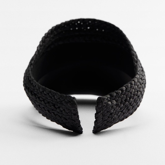 NWT. Zara Black Raffia Vizor. Size S-M. main image 5